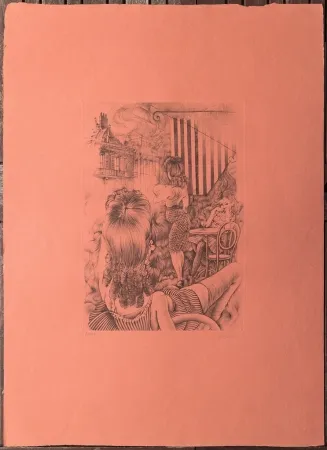 Radierung Bellmer - L'incendie