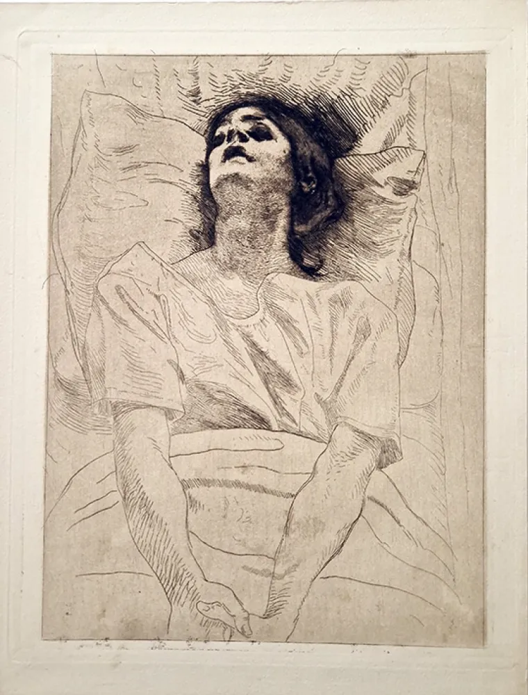 Radierung Besnard - La morte