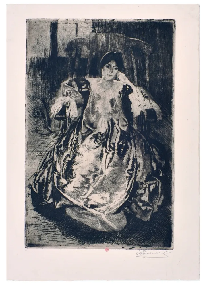 Radierung Besnard - La rêveuse : eau-forte