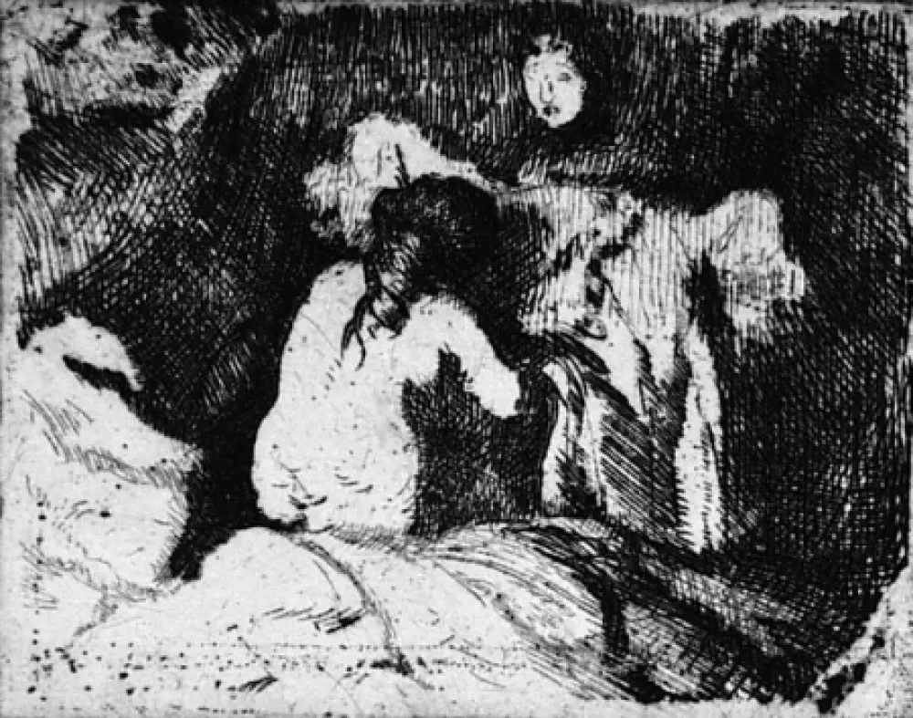 Radierung Besnard - Le lever