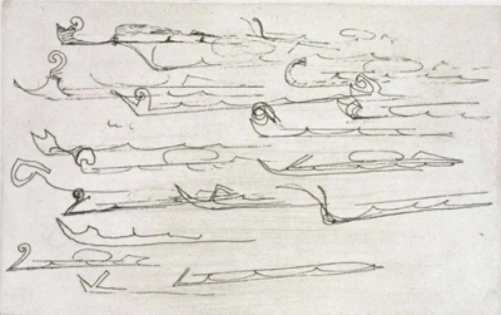 Kaltnadelradierung Beuys - Zirkulationszeit: Urschlitten II  