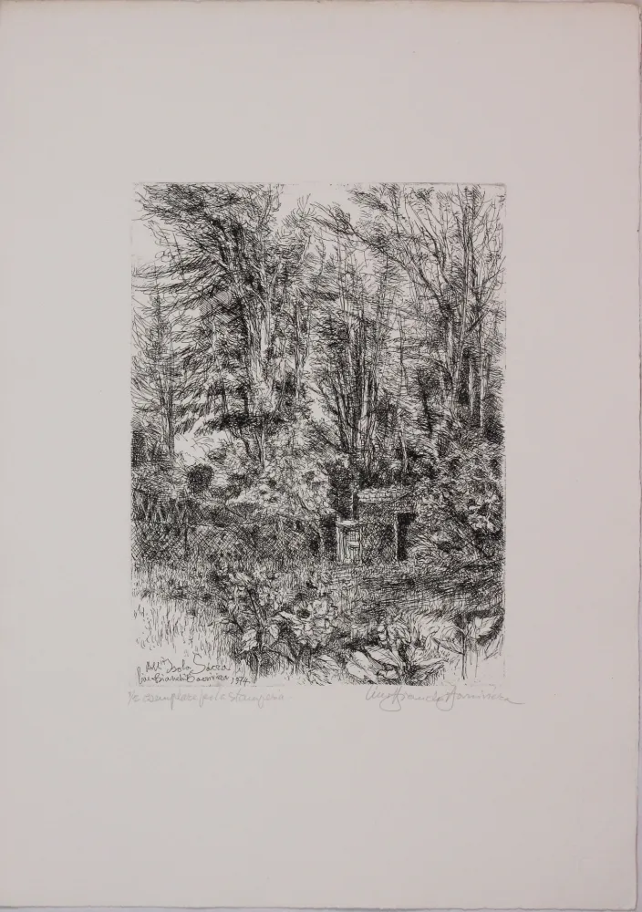 Radierung Bianchi Barriviera - All'isola sacra