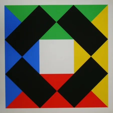 Siebdruck Bill - Komposition mit weissem Zentrum