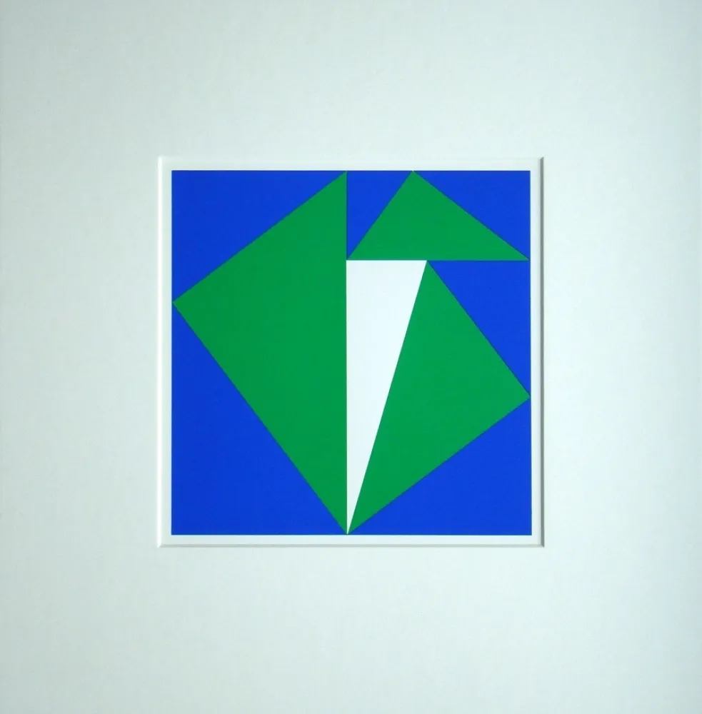 Siebdruck Bill - Neun pythagoräische Dreiecke abweichendes Dreieck umschliessend