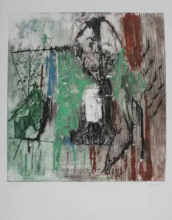 Radierung Und Aquatinta Bissière - Tête au milieu des arbres / Head Amidst the Trees