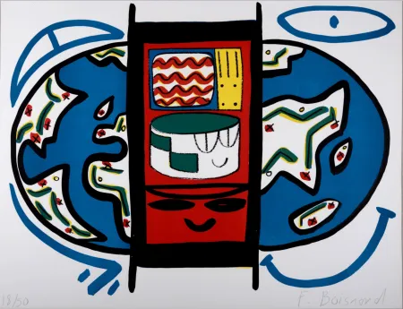 Lithographie Boisrond - Mappemonde, 1984 - Hand-signed