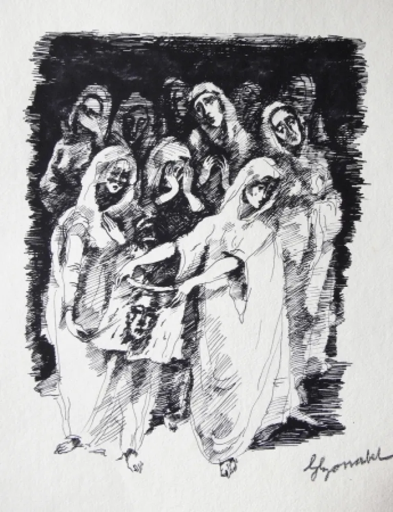 Stich Bonabel - Louis-Ferdinand Céline / Lucette Almansor - Gravure Originale - Répétion ballet en costume