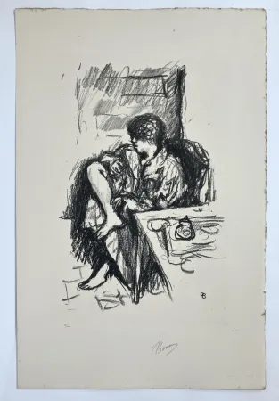Lithographie Bonnard - Femme assise faisant sa toilette. 1925.
