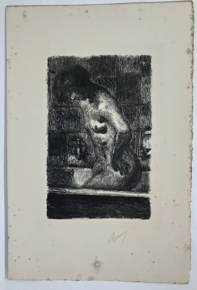 Lithographie Bonnard - Femme debout dans sa baignoire. 1925.