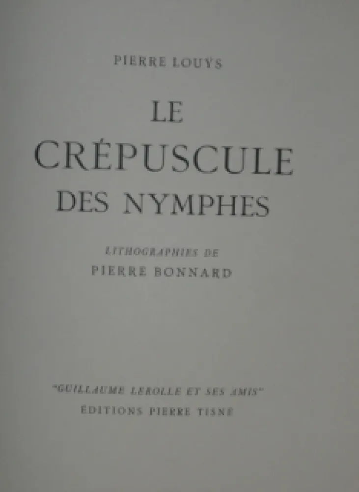 Illustriertes Buch Bonnard - LE CREPUSCULE DES NYMPHES