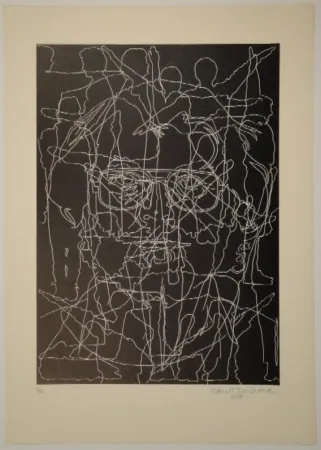 Linolschnitt Bosshard - Selbstbildnis mit Schülern