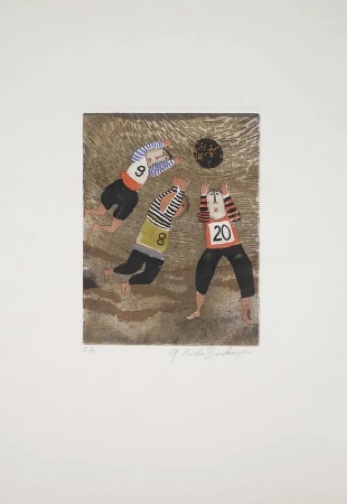 Aquatinta Boulanger - Joueurs de Rugby