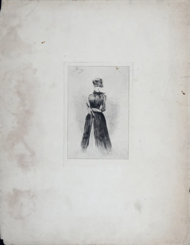 Stich Boutet - Élégante à l'éventail, c. 1900