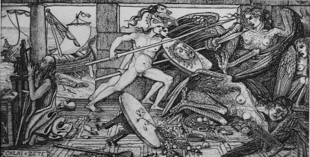 Radierung Bozzetti - Calai e Zete. 4 versione