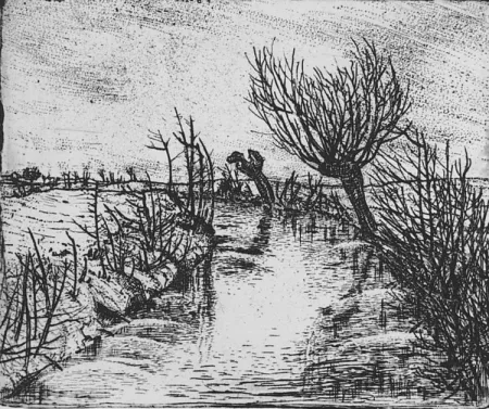 Radierung Bozzetti - Il canale d'inverno