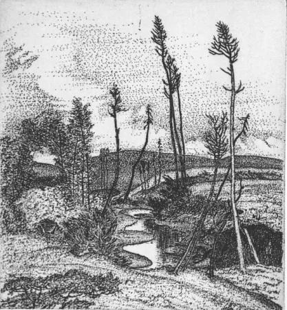 Radierung Bozzetti - Il torrente