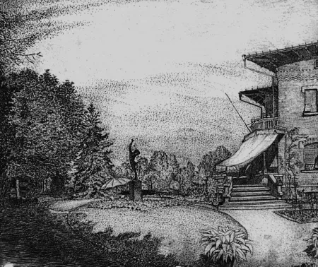 Radierung Bozzetti - Villa Colonna. Il giardino