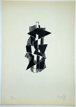 Linolschnitt Bozzolini - Quatre piraine