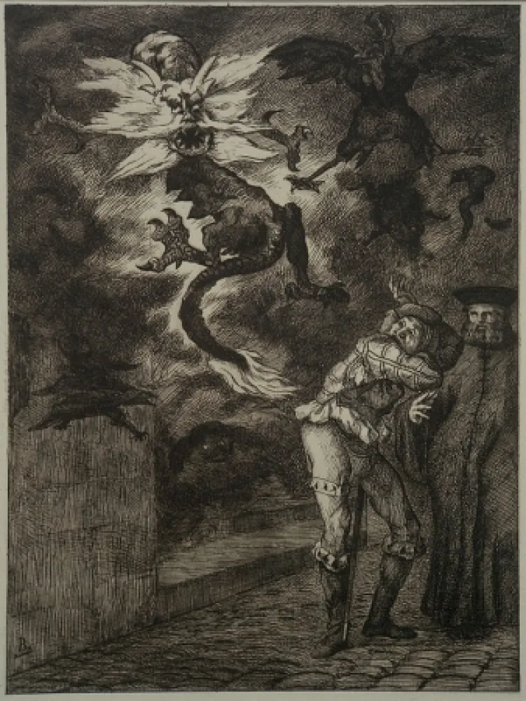 Radierung Bracquemond - Hors de Mon Soliel, Canailles!