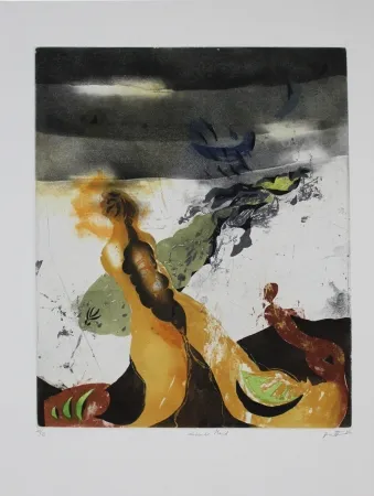 Radierung Und Aquatinta Brandstätter - Sinkender Mond / Sinking World