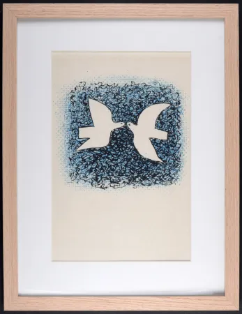 Lithographie Braque - Couple d'oiseaux, 1963 - Framed