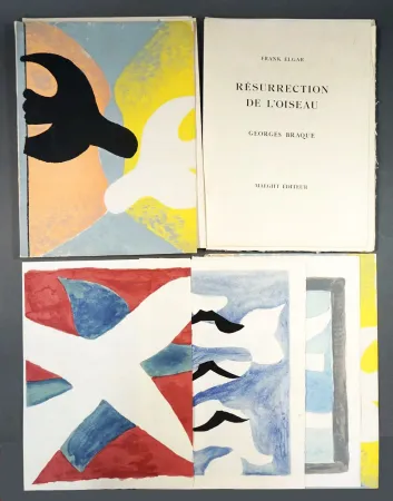 Illustriertes Buch Braque - F. Elgar. RÉSURRECTION DE L'OISEAU. 4 lithographies en couleurs de Braque avec suite sur Japon Nacré (1958)