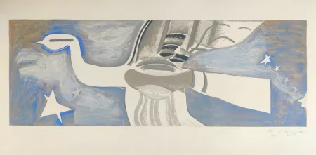 Lithographie Braque - Grand oiseau bleu 
