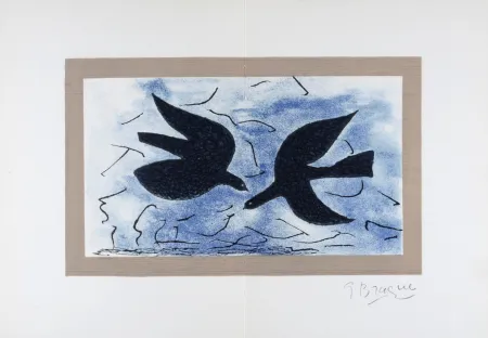 Lithographie Braque - Les deux Oiseaux, 1966