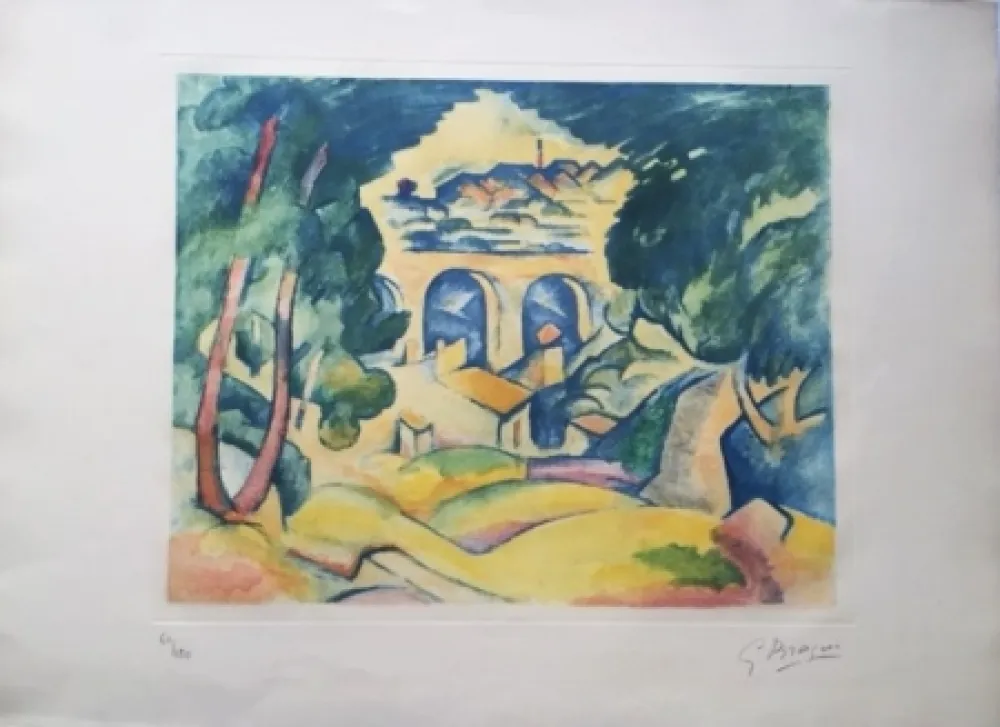 Aquatinta Braque - Paysage à l'Estaque (Le Viaduc de l'Estaque)