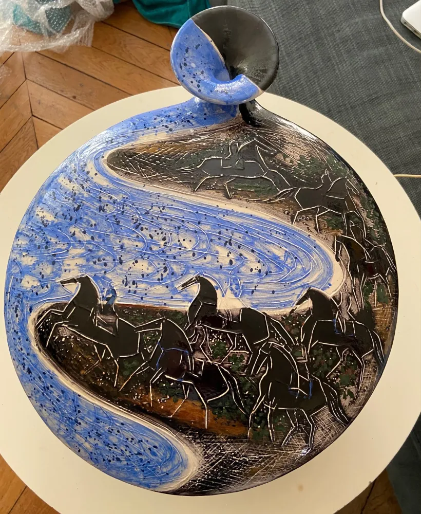 Keramik Brasilier - Cavaliers au bord de mer