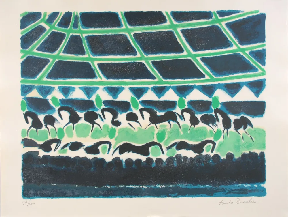 Lithographie Brasilier - La Ronde des Chevaux de Cirque - The Round of Circus Horses
