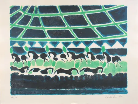 Lithographie Brasilier - La Ronde des Chevaux de Cirque - The Round of Circus Horses