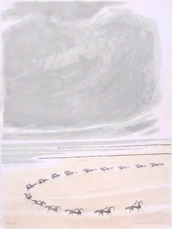 Lithographie Brasilier - Plage des Flandres - Flanders Beach