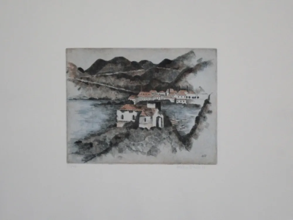 Radierung Und Aquatinta Breiter - Häuser am Hafen / Houses in the Harbor