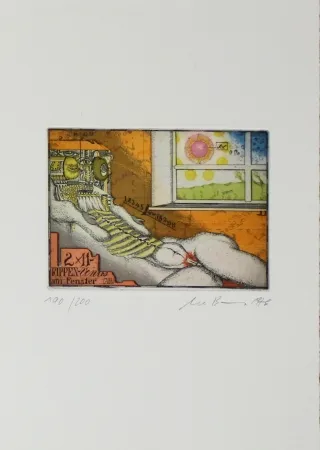 Radierung Und Aquatinta Bremer - Rippenvenus am Fenster