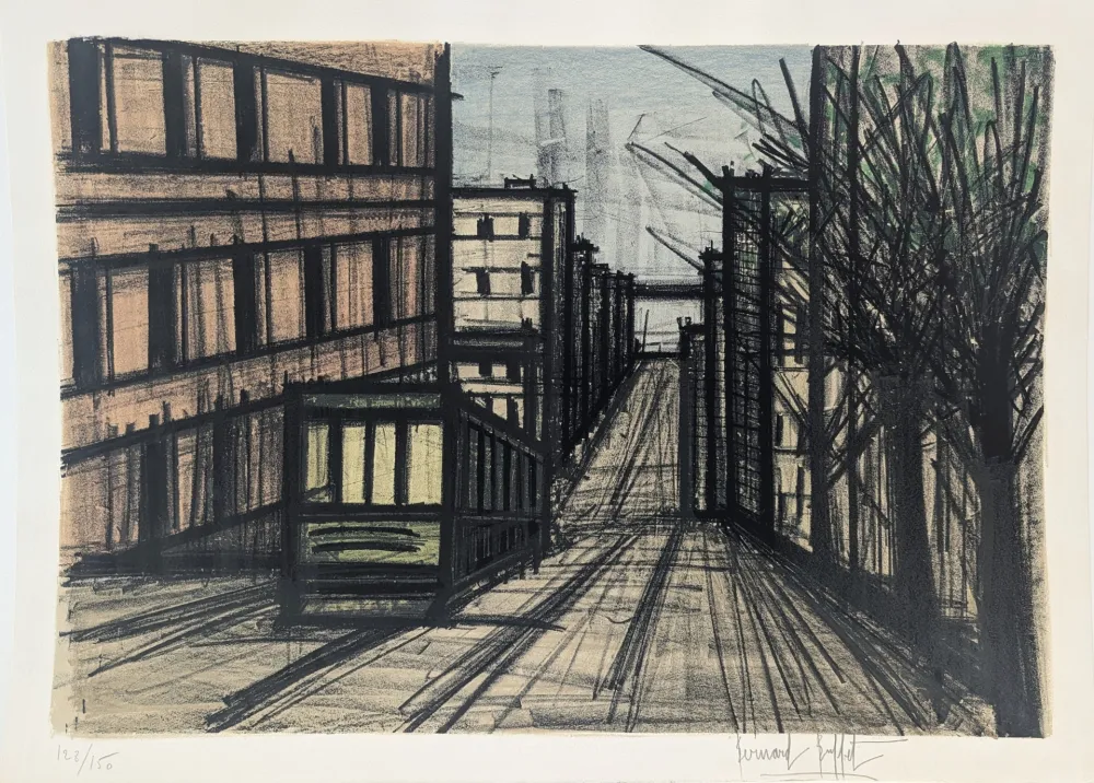 Lithographie Buffet - Funiculaire 