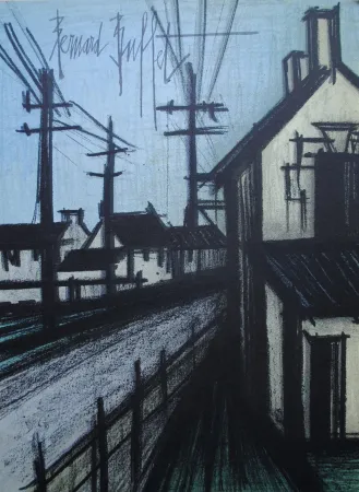 Lithographie Buffet - LA ROUTE DU VILLAGE