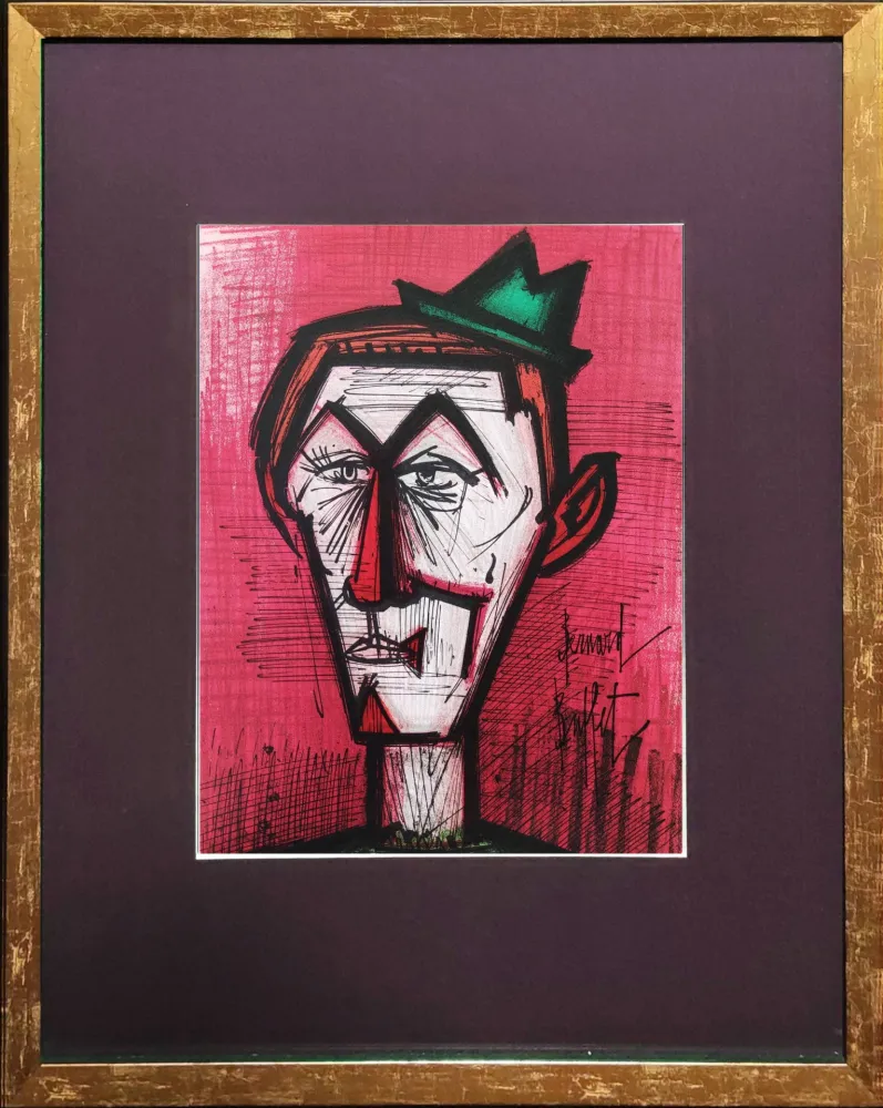 Lithographie Buffet - Le Clown Rouge