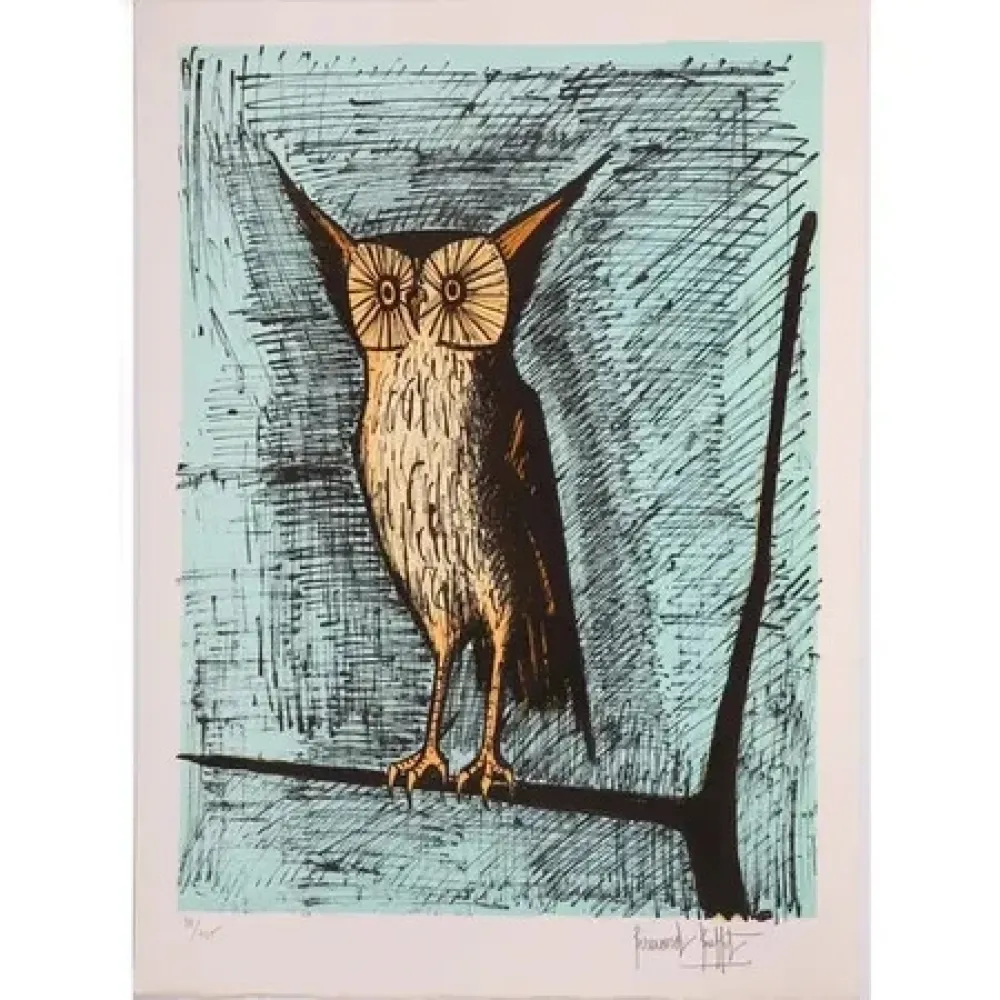 Lithographie Buffet - Le hibou (1982)