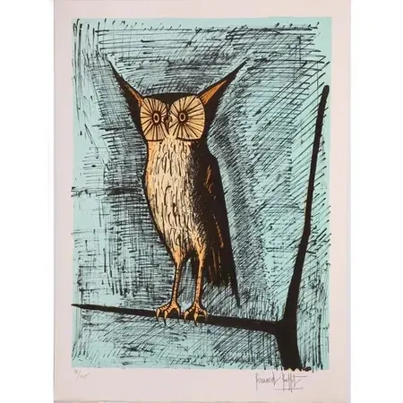 Lithographie Buffet - Le hibou (1982)
