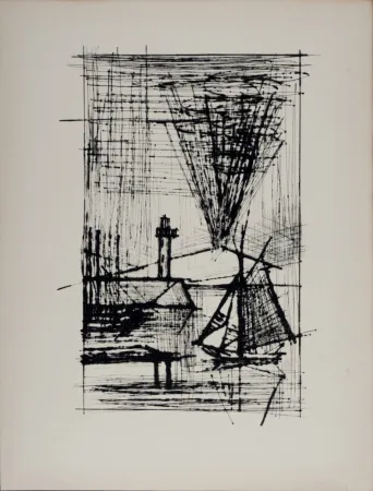 Kaltnadelradierung Buffet - Le phare et le Vésuve, 1959