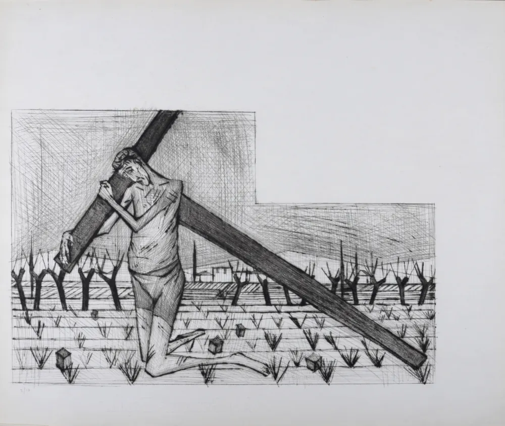 Radierung Und Aquatinta Buffet - Le Portement de Croix, La Passion du Christ