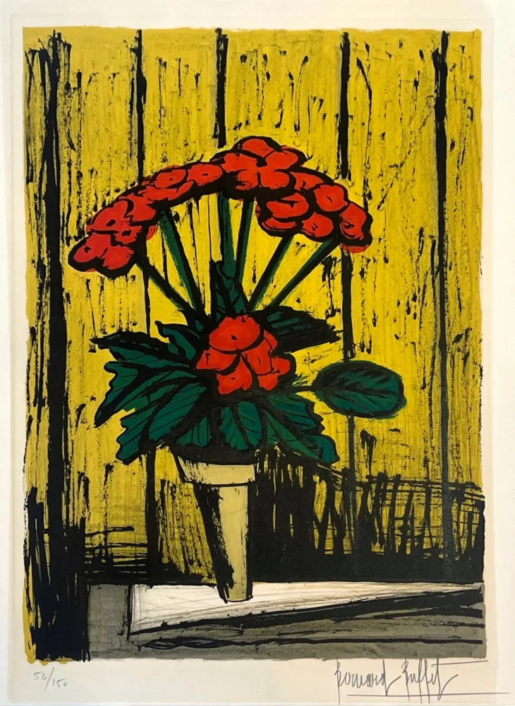 Lithographie Buffet - Le pot de bégonias 