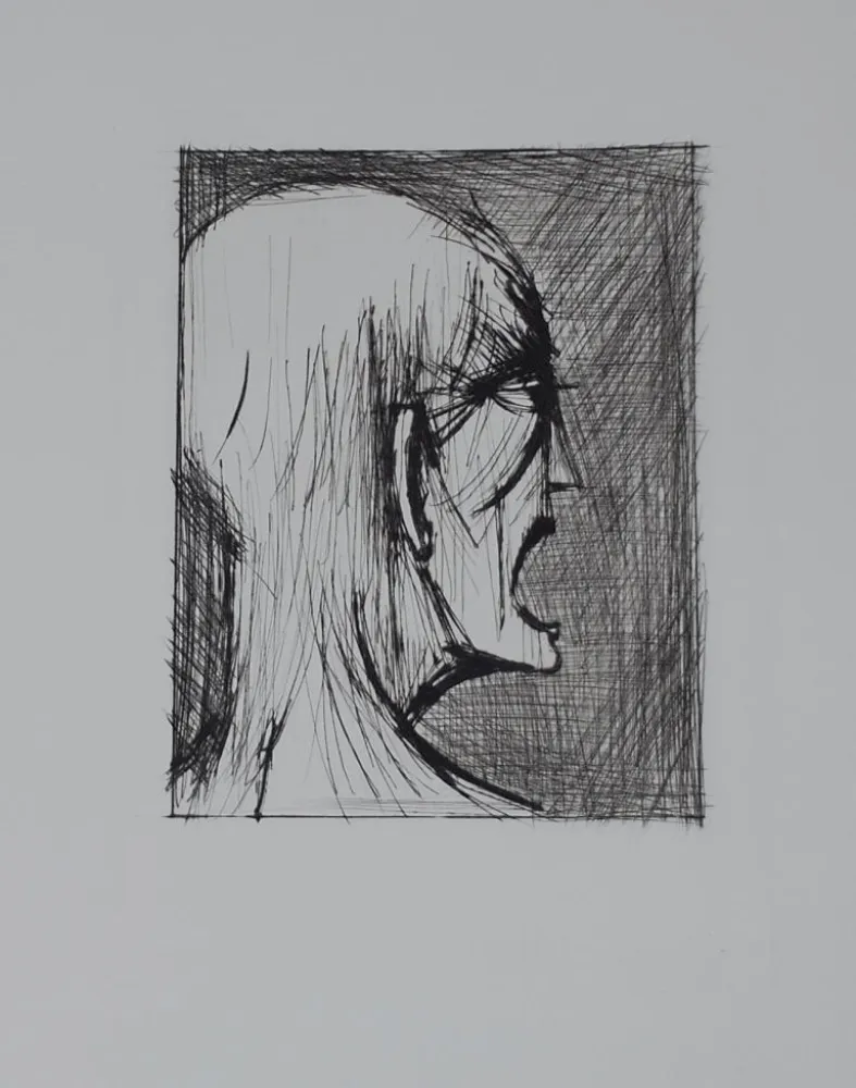 Kaltnadelradierung Buffet - L'enfer de Dante / Damné ricanant