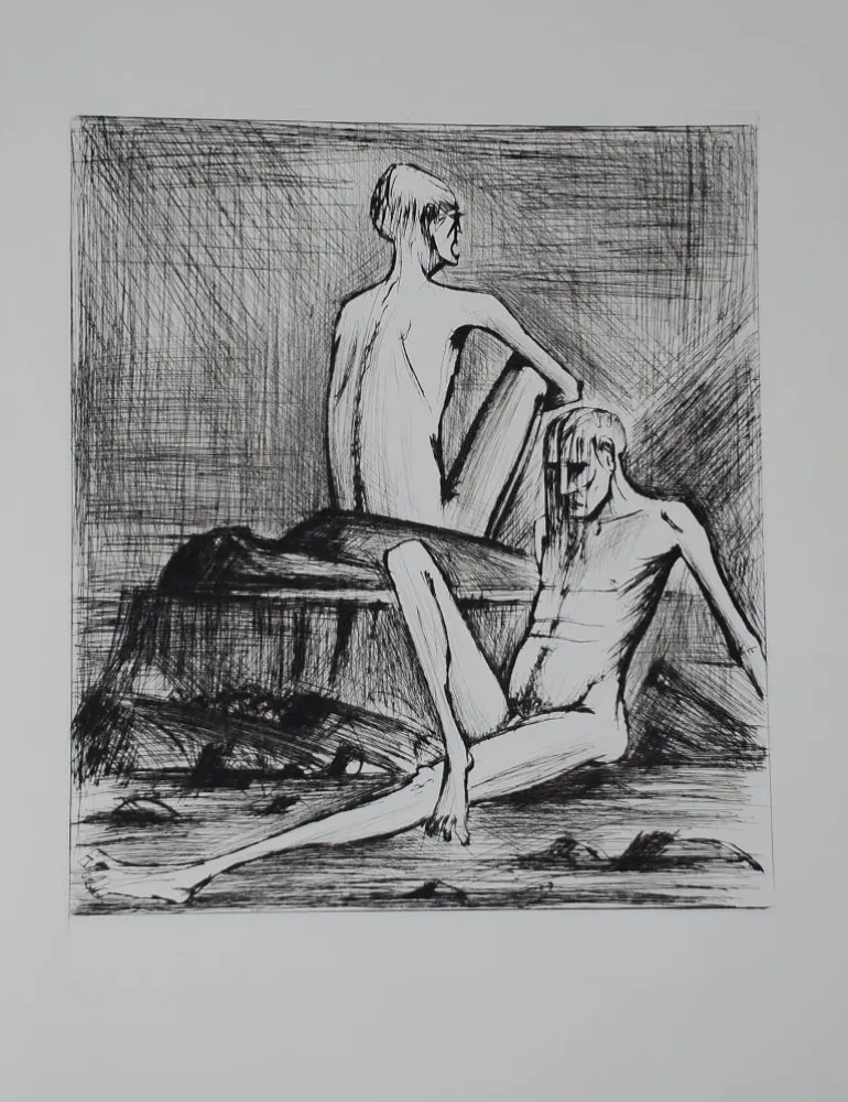 Kaltnadelradierung Buffet - L'enfer de Dante / Deux Damnés