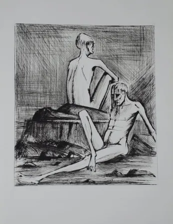 Kaltnadelradierung Buffet - L'enfer de Dante / Deux Damnés