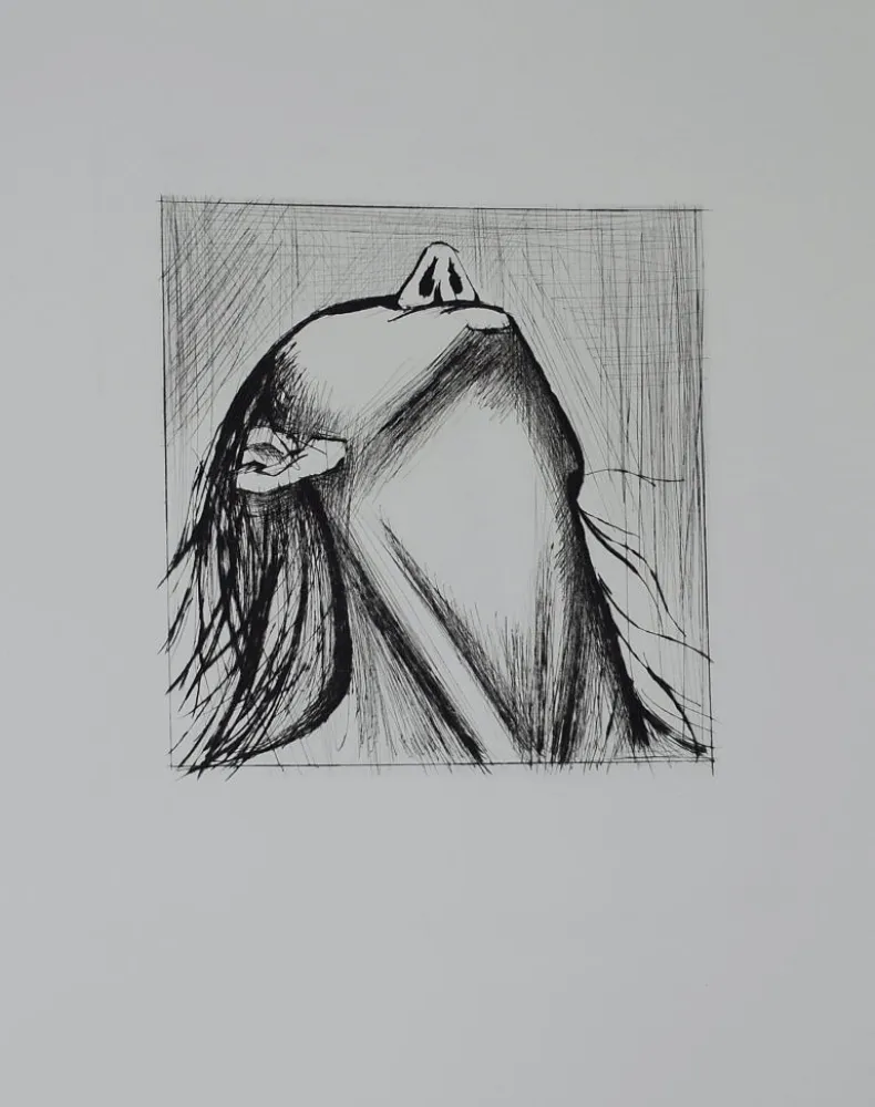 Kaltnadelradierung Buffet - L'enfer de Dante / Tête renversée