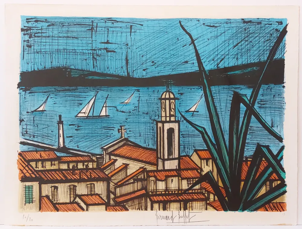 Lithographie Buffet - Les Toits de Saint-Tropez 