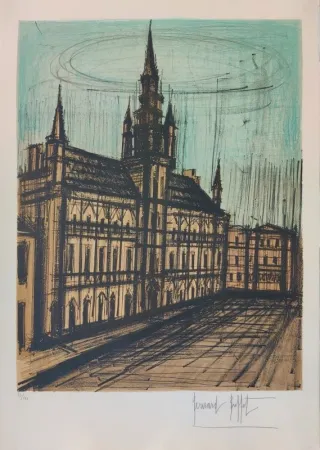 Lithographie Buffet - L’Hôtel de ville de Bruxelles 