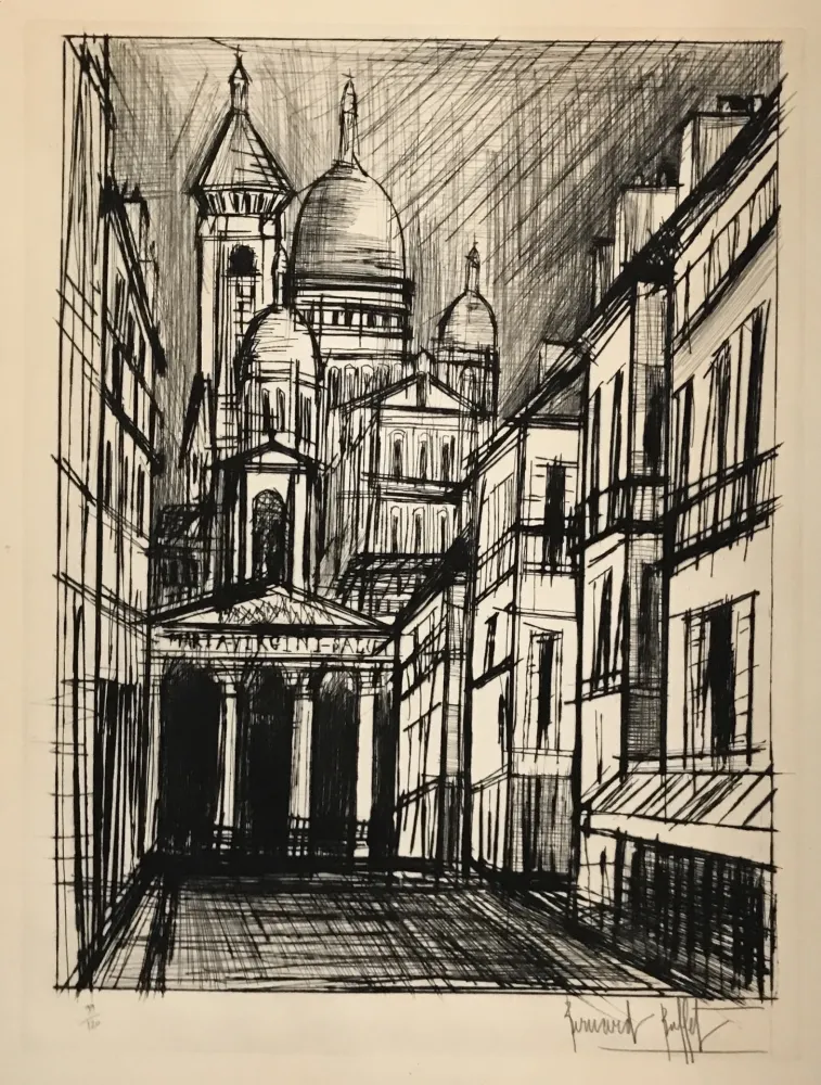 Kaltnadelradierung Buffet - Notre Dame de Lorette et le Sacre Coeur